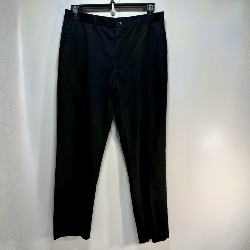 Marc Anthony Men's Black Dress Pants 34W x 32L Slim Fit Flat Front